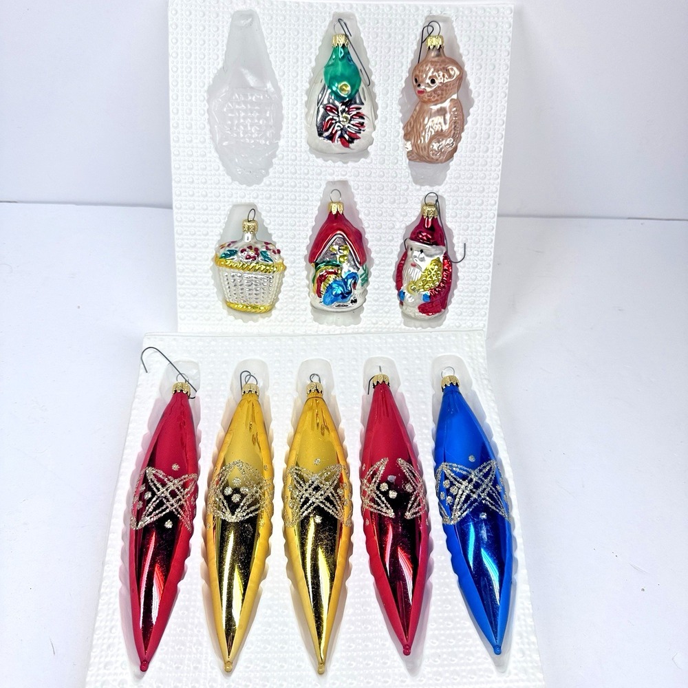 Kurt Adler Vintage Glass Christmas Ornaments Boxed Teardrop Mercury Lot READ